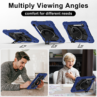 Étui antichoc pour Samsung Tab S10 Lite S10 FE S9 FE S9 11 avec support pour stylet, support rotatif à 360°, sangle de main et bandoulière pour enfants
