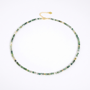 Collar Minimalista de Cuentas Pequeñas de Ágata Musgosa Verde, Collar para Mujer, Resistente al Agua, Joyería de Cristal para Fiestas y Sanación - Product Image 2