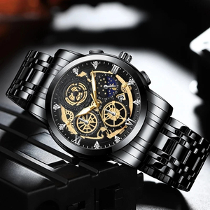 Reloj VA VOOM Original para hombre, resistente al agua, acero inoxidable, cuarzo, analógico, moda, negocios, sol, <span class=keywords><strong>luna</strong></span>, estrella, relojes <span class=keywords><strong>de</strong></span> pulsera, marca - Product Image 5