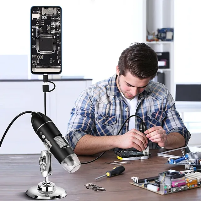 HVA-321 3in 1 Digital Microscope Camera 2.0MP Portable Electronic Microscope Soldering LED Magnifier Type-C USB Charge