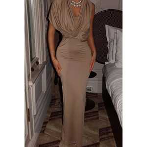 Robe de soirée longue beige Coralie avec décoration à motifs - Product Image 4