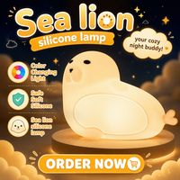 Lampe de nuit portable moderne en silicone en forme d'animal pour bébés et enfants, rechargeable LED avec 7 couleurs, lumière de chevet à économie d'énergie