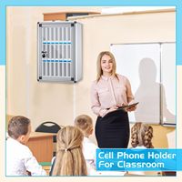 Armoire de rangement pour téléphones en aluminium à 24 emplacements avec serrure et poignée de transport, boîte de rangement pour téléphones portables pour salle de classe, salle de réunion