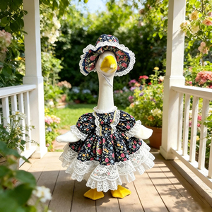 Costume élégant pour oies de porche avec chapeau, robe à motif floral, déguisement mignon pour oies, décoration de porche à domicile - Product Image 1