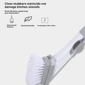 Replaceable Plastic Kitchen Dishwashing Brush with Soap Dispenser and TPR <b>Scrub</b> Head - Product Image 4