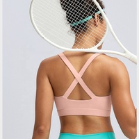 Soutien-gorge de sport pour femme, grande taille, avec logo personnalisé, froncé sur le devant, push-up, rembourré, antichoc, dos croisé, pour la course en extérieur