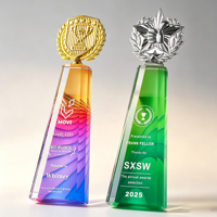Trofeo de Cristal de Alta Calidad con Logotipo Personalizado, Premio de Cristal Premium Grabado con Láser para Premios Corporativos y Eventos Deportivos