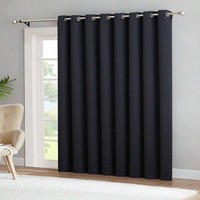 Rideau occultant complet XinLan pour toute la maison, noir uni, à œillets, en polyester 3 couches, isolant thermique, draperie moderne, usage commercial