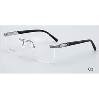 Haoya W25601 Monturas de Gafas Metálicas Unisex, Montura Óptica sin Aro, Diseño de Moda, Logotipo Personalizado, para Todas las Formas de Rostro