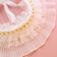 Vente en gros mignon chat chien dentelle Bandana perle princesse Bandana écharpe accessoires pour animaux de compagnie