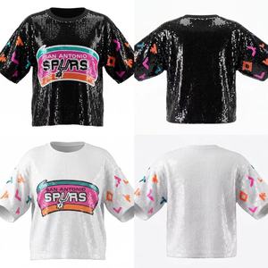 T-shirt à sequins pour femmes, 13 couleurs, Crazy Fan San Antonio <span class=keywords><strong>Spurs</strong></span>, <span class=keywords><strong>maillot</strong></span> de basket-ball <span class=keywords><strong>Spurs</strong></span> pour le jour du match - Product Image 3