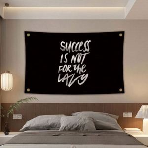 Venta al por mayor de fábrica: Banderas de tela premium de 90x150cm (3x5 pies) con sublimación de tinta - El éxito no es para los perezosos - Product Image 4