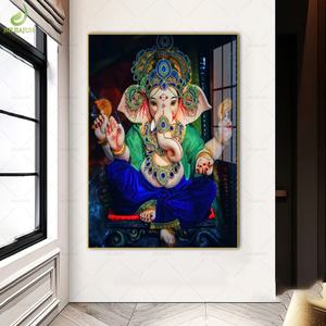 Peinture décorative indienne, tableau suspendu Bouddha, tête d'éléphant, richesse et prospérité, peinture murale en diamant de cristal, tableau suspendu pour couloir - Product Image 2