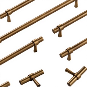 Puxador de Armário e Gaveta em Latão Puro Dourado, Estilo Nórdico Minimalista Francês, para Uso Hoteleiro - Product Image 1