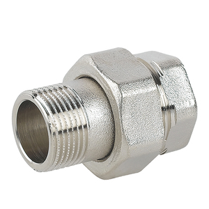 Raccordo Diritto MF a Seduta Piatta 1/2 Pollice in Ottone Nichelato con Guarnizione per Tubi Idraulici - Product Image 1