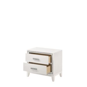 Haiden White Finish Nightstand 2 <b>Drawer</b> <b>Storage</b> With Sparkle Trim Modern Bedroom Furniture - Product Image 5