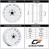 Jantes forgées 2 pièces CF 18 19 pouces 5x114.3 PCD à déport progressif compatibles Subaru WRX STI VAB VB JDM Custom ODM Hub
