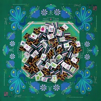 Mahjong américain gravé 4 couches de 1-1/4 po, 160 tuiles motif léopard de luxe avec tapis émeraude