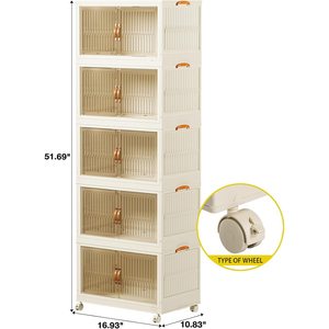Clamshell Door Multifunctional Storage Cabinet Household Items Storage Sundries Organizer Folding Storage <b>Bin</b> - Product Image 4