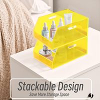 Présentoir de Comptoir Écologique en Acrylique Jaune, Style Moderne Minimaliste, avec Bac de Rangement Ouvert, Montage Facile pour le Commerce de Détail