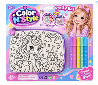 Sac en tissu licorne à personnaliser pour enfants, kit de coloriage DIY réutilisable avec marqueurs lavables, ensemble d'activités pour enfants
