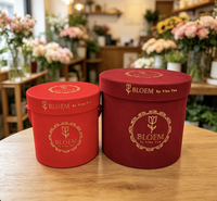 Boîtes cadeaux cylindriques de luxe écologiques en papier rose avec couvercle, hautes et rondes, personnalisables avec logo en feuille d'aluminium