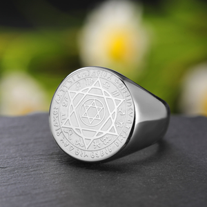 Anello con Segno Zodiacale in Acciaio Inossidabile, Anello Inciso a Stella a Sei Punte, Gioiello Amuleto, Regalo per Uomo - Product Image 1