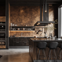 Ensemble complet d'armoires de cuisine en acier inoxydable antirouille à la mode italienne Décor européen de style industriel de Chine