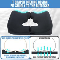 Coussin de hanche en mousse à mémoire de forme à découpe en T pour le coccyx, prêt à être expédié, pour soulager la pression des plaies de dénutrition lors de la position assise et alitée