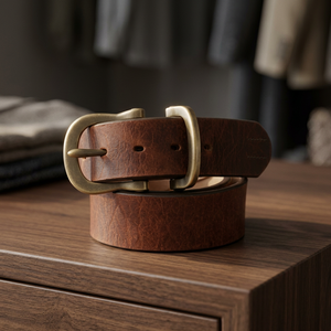 BS INTERNATIONAL NA244 Stainless Steel Buckle Cow Hide Vintage Waterproof Men's <b>Belts</b> High Comfort Durable European Style 3.8CM - Product Image 1