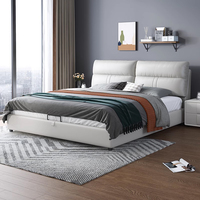 Cadre de lit double avec mécanismes hydrauliques modernes, lit inclinable en cuir, refroidissement, lit queen-size, lit palette, lit double avec rangement