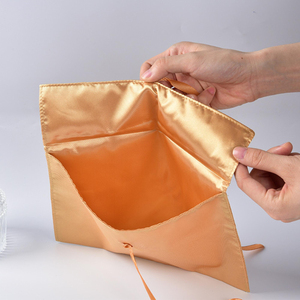 Özel Logo baskılı siyah saten zarf lüks ipek saten astar toz geçirmez zarf çanta hediye - Product Image 6