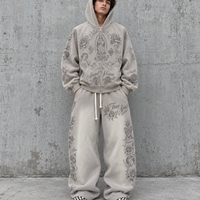 Ensemble de survêtement personnalisé pour homme, style jogging, effet vieilli, délavé à l'acide, coupe ample et oversize