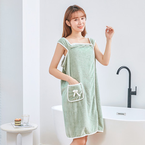 XIAOAO-falda de baño de terciopelo Coral, se pueden usar <span class=keywords><strong>tirantes</strong></span>, toallas de baño y toallas baratas - Product Image 1