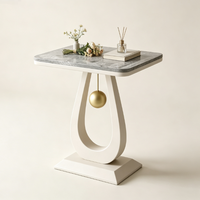Mesa de Centro con Tapa de Piedra Sinterizada y Estructura Metálica, Diseño Moderno para Sala de Estar, Dormitorio y Cocina