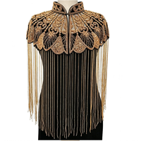 Châle à franges brodé main avec perles, style vintage Yunjian Sari, cape d'épaule pour mariée, mariage, fête, banquet, soirée