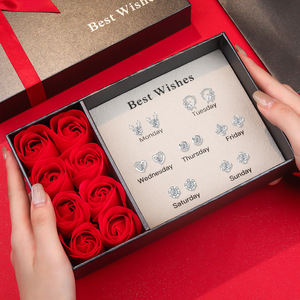 New Fashion Accessory S925 Silver Needle Heart-shaped Zircon Earrings Valentine's Day Gift Holiday Gift Set