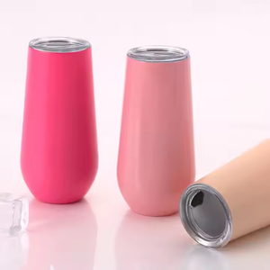 Flûte à <span class=keywords><strong>champagne</strong></span> en acier inoxydable de <span class=keywords><strong>petite</strong></span> capacité avec couvercle 6 oz gobelet thermique à double paroi forme d'oeuf sous vide bouteille d'eau de qualité 18/8 - Product Image 2