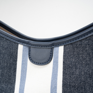 Bolso Bandolera de Lona a Rayas para Mujer, Bolso de Hombro Estilo Hobo, Gran Capacidad, Casual, para Viaje - Product Image 4