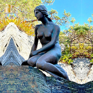 Escultura de Sirena de Bronce Fundido Personalizada RELONG, Tamaño Real para Decoración de Jardín Exterior - Product Image 1