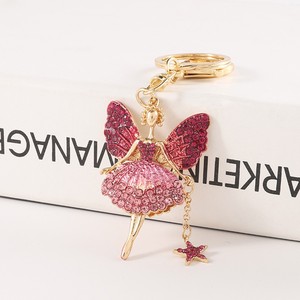 Llavero de niña ángel con diamantes de imitación y cristal, accesorio colgante para bolso, bonito llavero esmaltado para mujer - Product Image 2