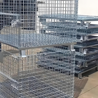 Panier de rangement en treillis métallique en acier galvanisé à chaud, pliable, robuste, haute qualité, capacité 500-2000 kg, empilable pour