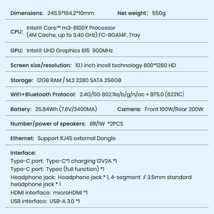 แท็บเล็ตพีซี 2 in 1 รุ่นใหม่ล่าสุด ขนาด <span class=keywords><strong>10</strong></span>.1 นิ้ว ระบบปฏิบัติการ <span class=keywords><strong>Windows</strong></span> 11 หน้าจอสัมผัส ตัวเครื่องโลหะ แรม 12GB SSD 256GB เหมาะสำหรับนักเรียนและใช้งานในสำนักงาน - Product Image 6