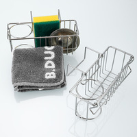 Panier d'évier de cuisine en acier inoxydable 304 pour fabricants, support de rangement mobile sur pied avec crochet pour éponge à récurer, vente en gros