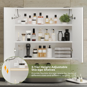 <span class=keywords><strong>Armoire</strong></span> <span class=keywords><strong>à</strong></span> <span class=keywords><strong>pharmacie</strong></span> de salle de bain <span class=keywords><strong>à</strong></span> lumière LED <span class=keywords><strong>à</strong></span> double porte avec miroir - Product Image 5