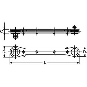 KOKEN - 137-1/4X3/<b>8</b> <b>Ratchet</b> spanner 1/4'' x <b>3</b>/<b>8</b>'' - EAN 4991644200917 IMPACT SOCKETS AND ACCESSORIES - Product Image 2