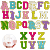 Patchs lettres en chenille autocollants A-Z, broderie en chenille pour vêtements, tissus, chaussures, sacs DIY