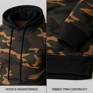เสื้อฮู้ดผู้ชายลายพราง Camo After Dark ทรงเข้ารูป สวมใส่สบายสำหรับฤดูใบไม้ร่วง ผลิตจากผ้าโพลีเอสเตอร์ 100% แบบเฟรนช์เทอร์รี่ถัก - Product Image 6