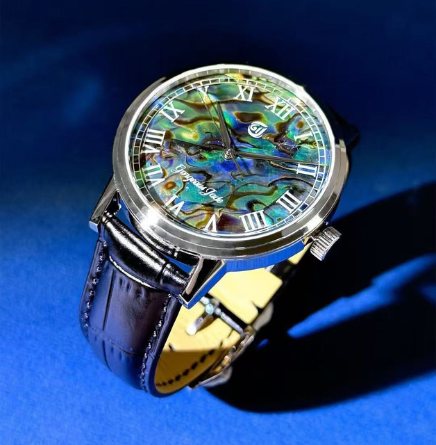 Mechanical  Wrist Watch Automatic 50 Meters  Waterproof Sapphire Glass Stainless Steel Gemstone  Abalone Shell Dial