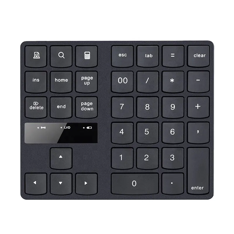 Keyboard Mini 2.4G Pad Angka Nirkabel Isi Ulang 35 Tombol Keyboard Numerik untuk Laptop PC Keypad Gaming Ergonomis Satu Tangan